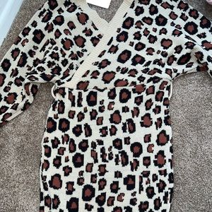 Long sleeve cheetah print dress